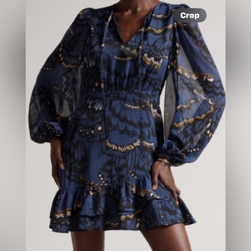 Ted Baker Navy and Gold Mini Dress